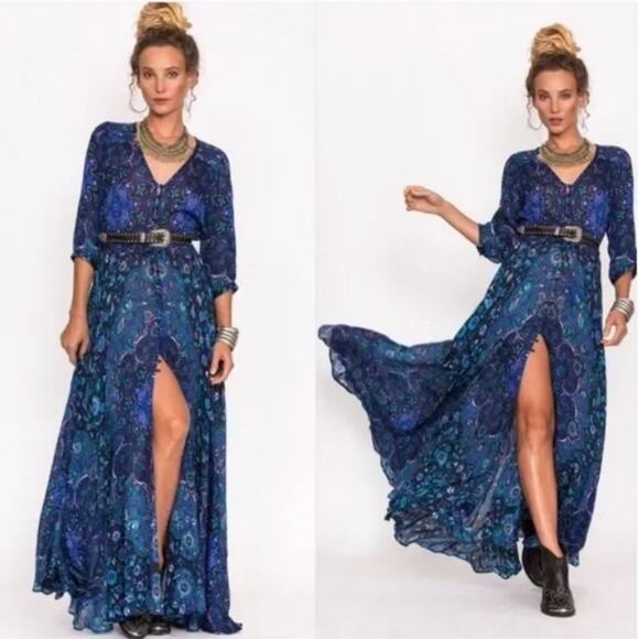 Spell Kiss The Sky Gown XS Bluejay Vintage Duster Lightweight Sheer Boho - Picture 15 of 15